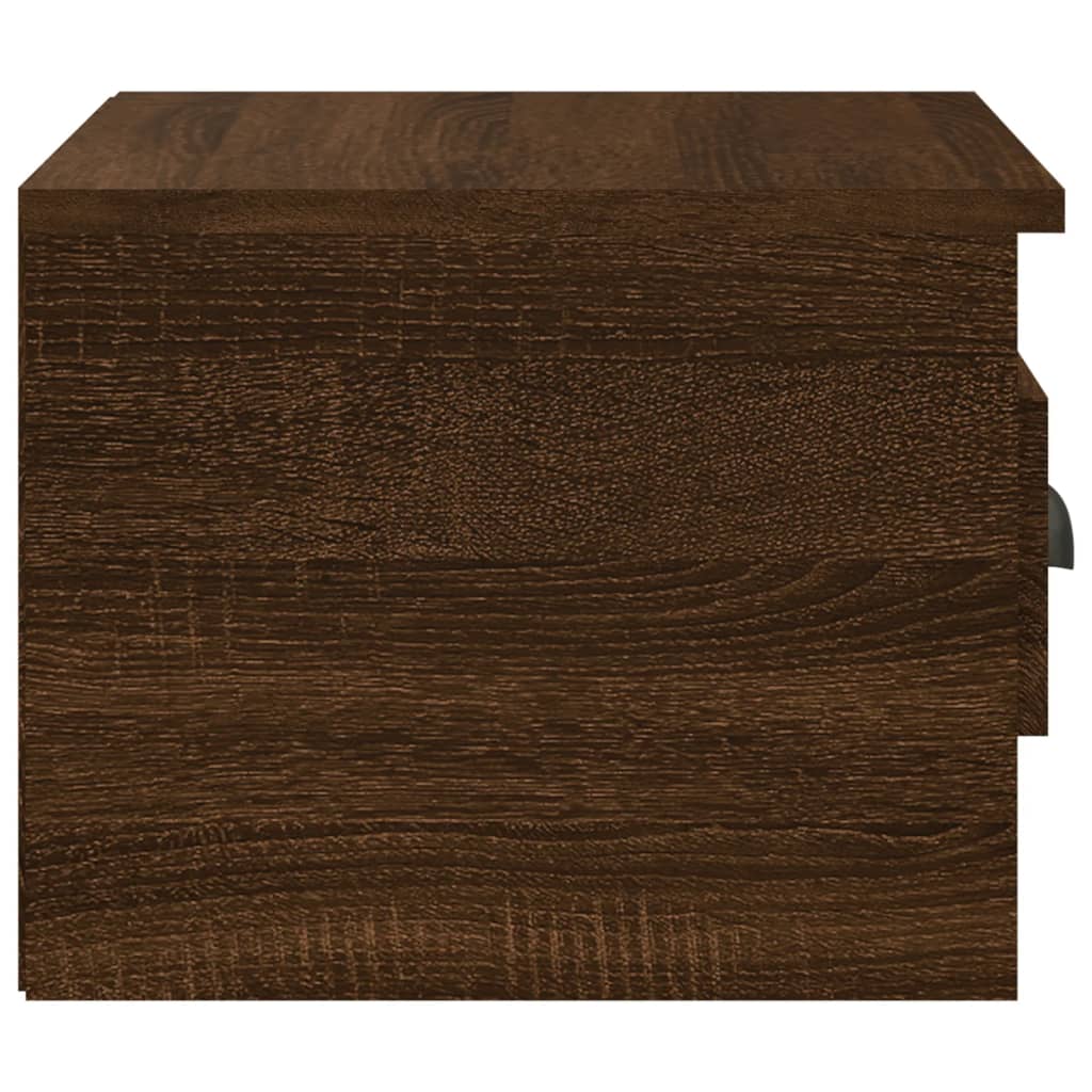 Veggmontert nattbord brun eik 41,5x36x28 cm