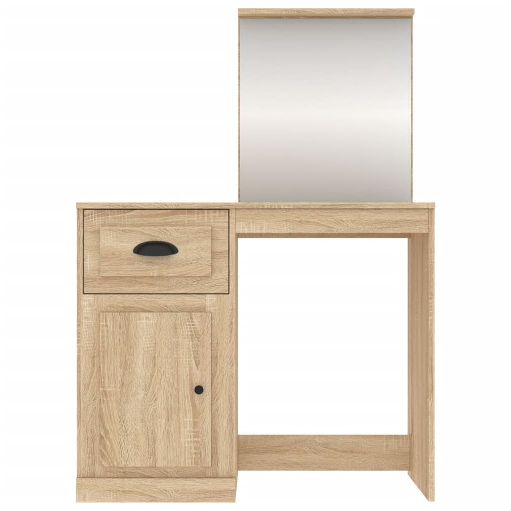 Sminkebord med speil sonoma eik 90x50x132,5 cm konstruert tre