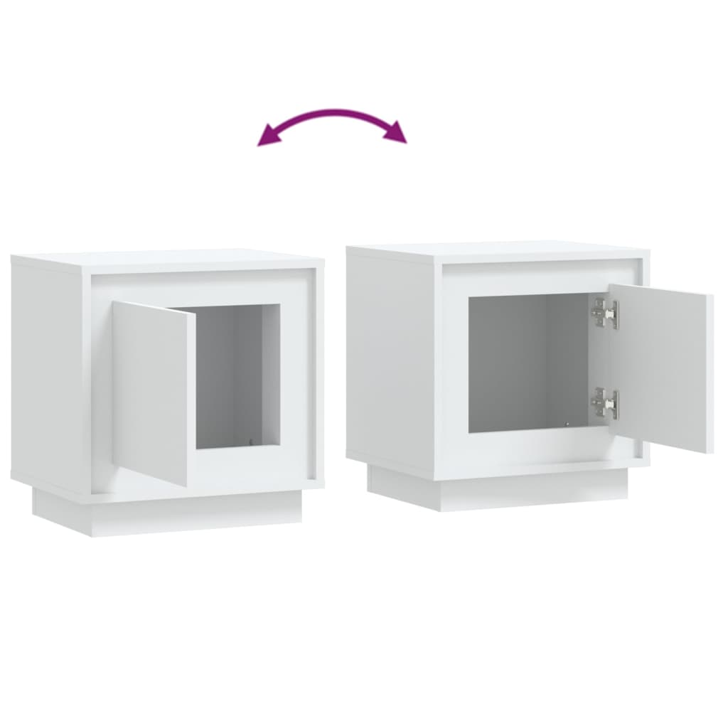 Nattbord 2 stk hvit 44x35x45 cm konstruert tre