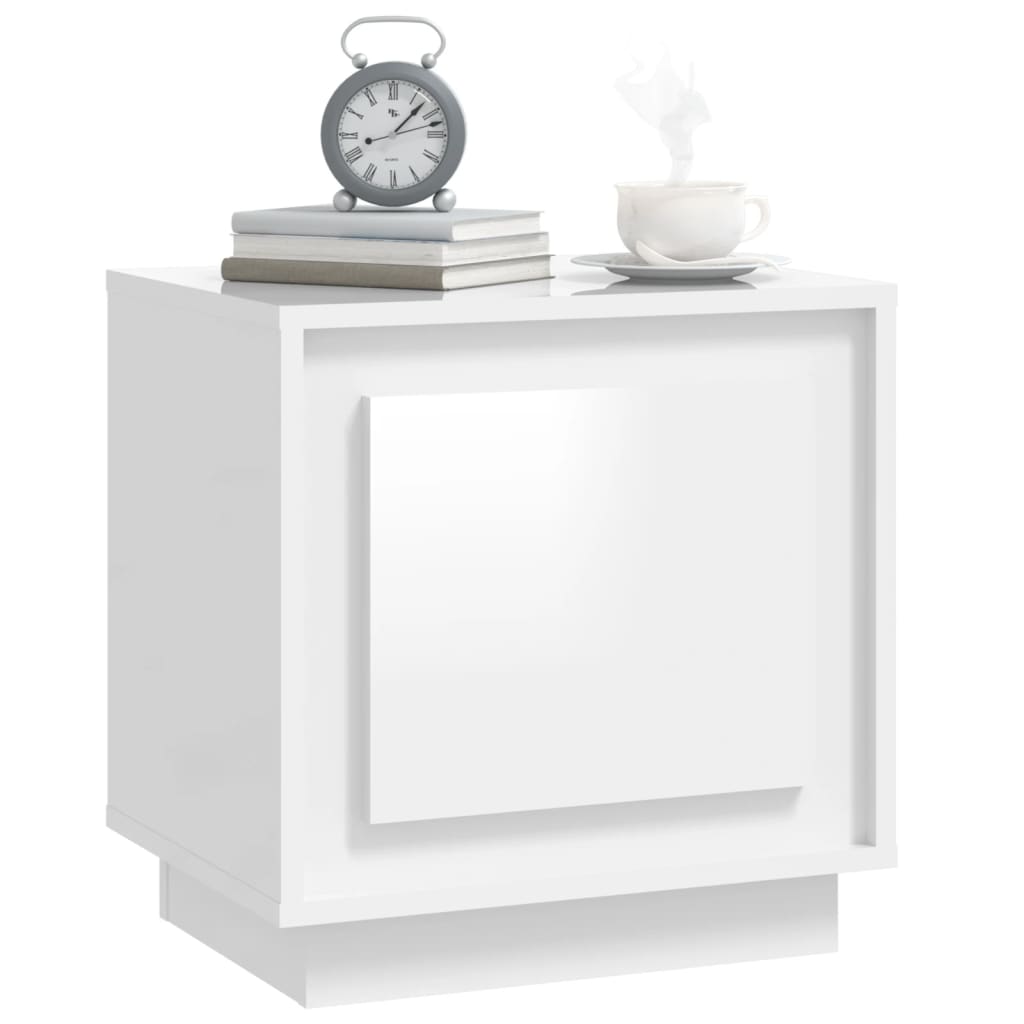 Nattbord 2 stk høyglans hvit 44x35x45 cm konstruert tre