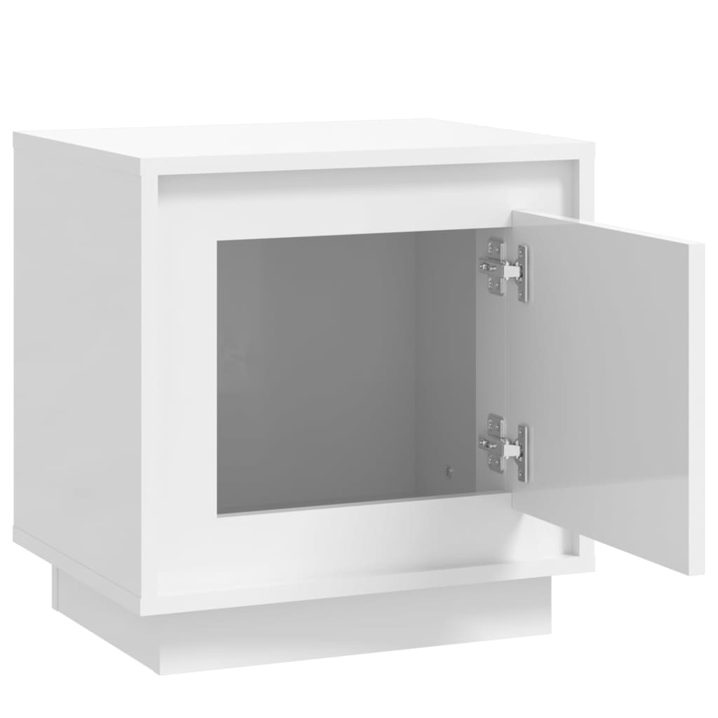 Nattbord 2 stk høyglans hvit 44x35x45 cm konstruert tre