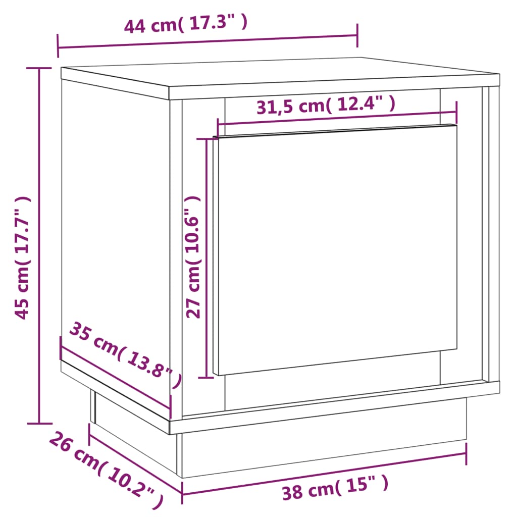 Nattbord 2 stk betonggrå 44x35x45 cm konstruert tre