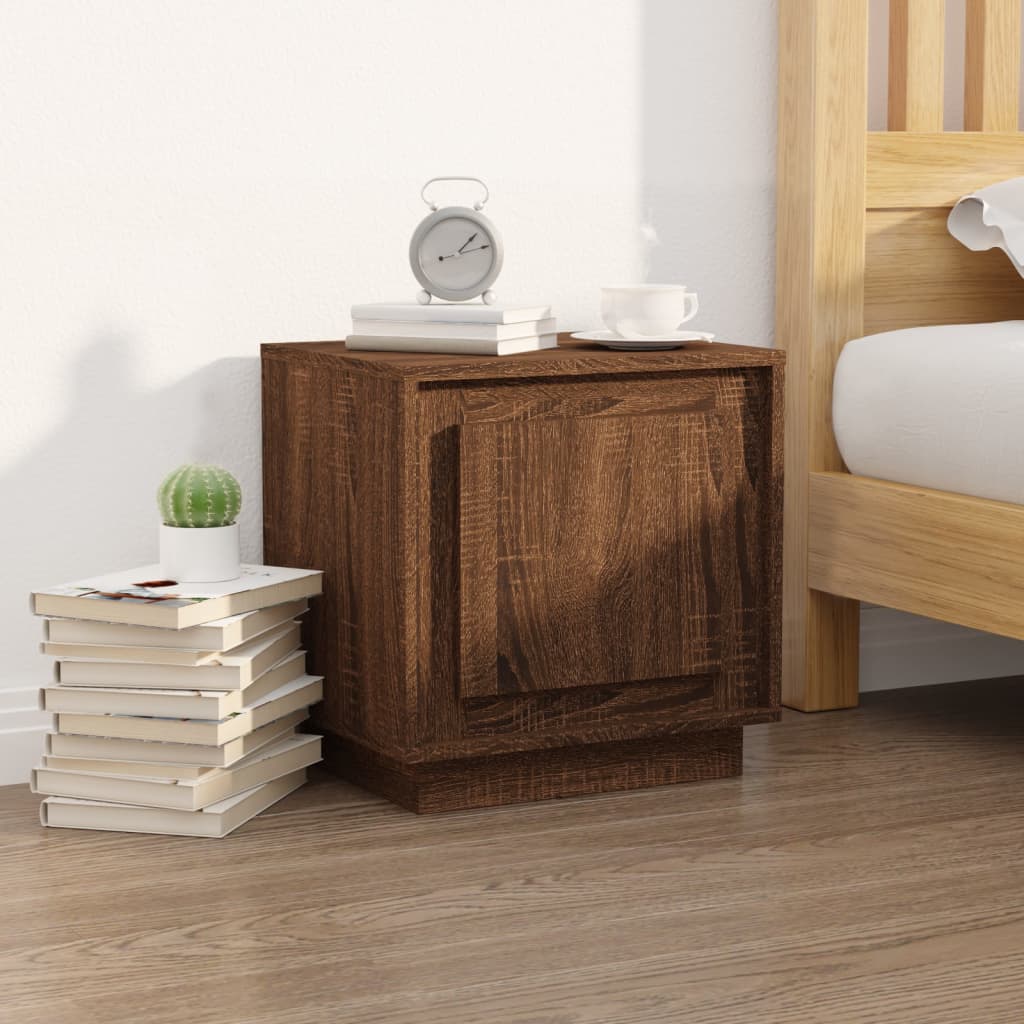 Nattbord 2 stk brun eik 44x35x45 cm konstruert tre
