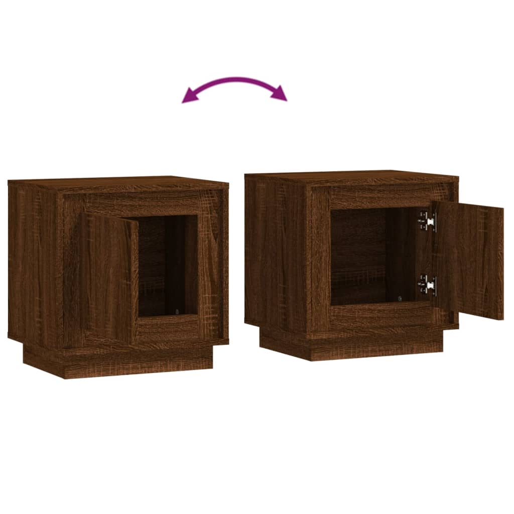 Nattbord 2 stk brun eik 44x35x45 cm konstruert tre