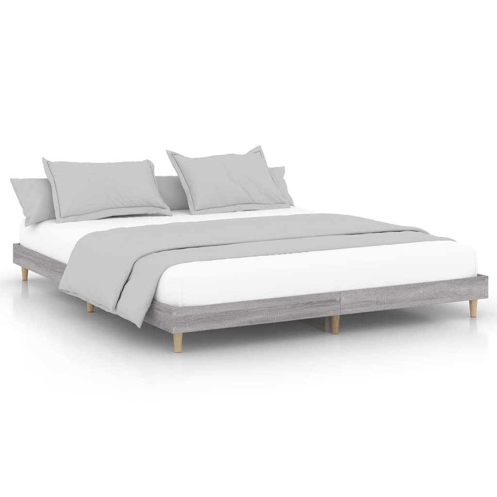 Sengeramme grå sonoma 200x200 cm konstruert tre
