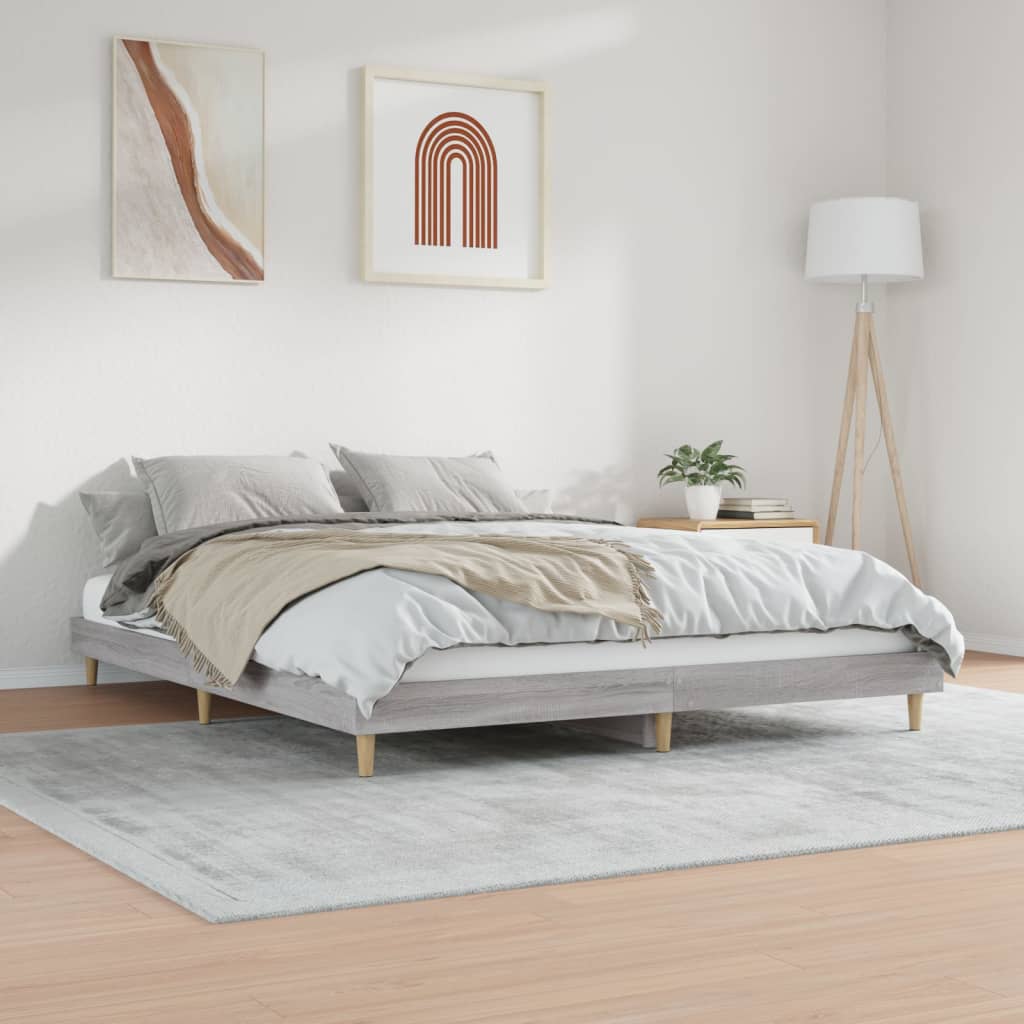 Sengeramme grå sonoma 200x200 cm konstruert tre