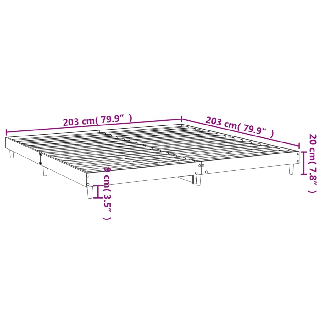 Sengeramme grå sonoma 200x200 cm konstruert tre