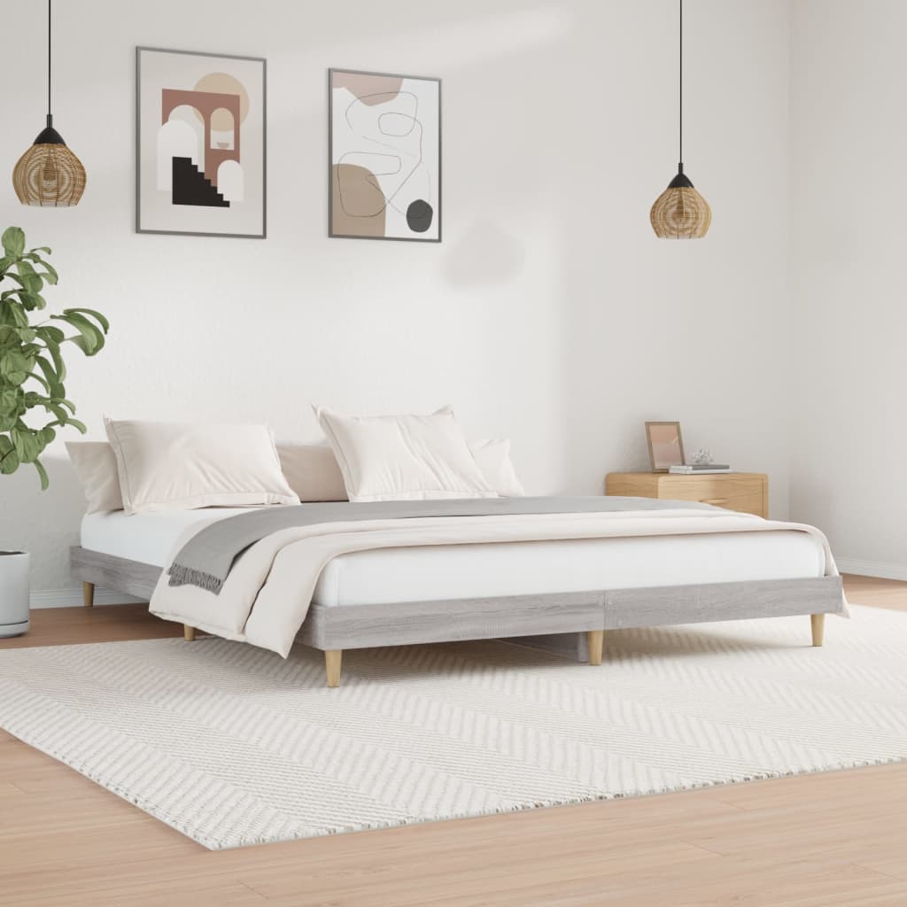 Sengeramme grå sonoma 200x200 cm konstruert tre