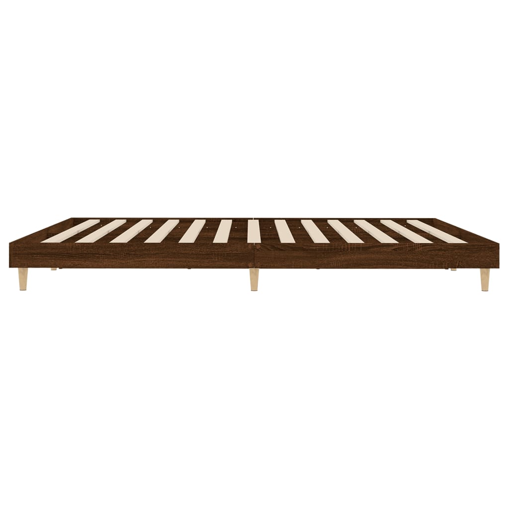 Sengeramme brun eik 200x200 cm konstruert tre
