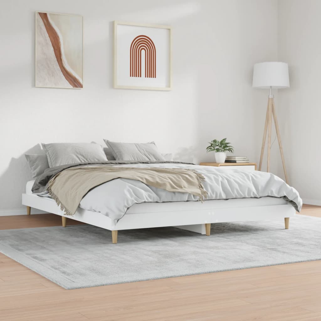 Sengeramme hvit 180x200 cm konstruert tre