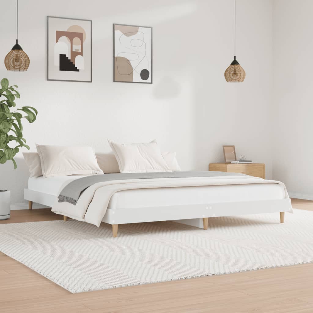 Sengeramme hvit 180x200 cm konstruert tre