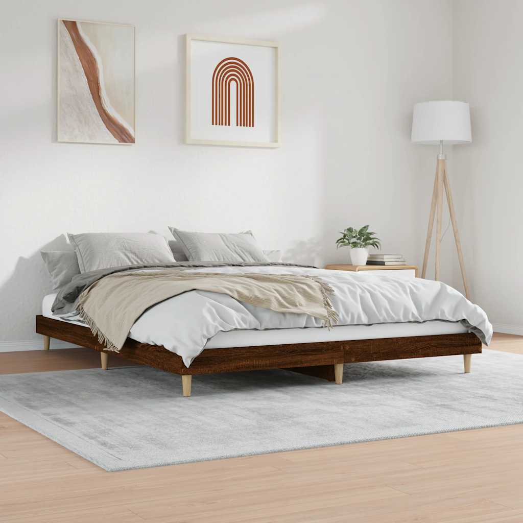 Sengeramme brun eik 120x200 cm konstruert tre