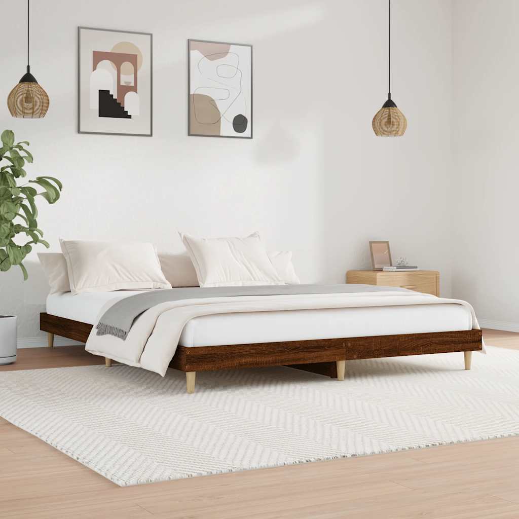 Sengeramme brun eik 120x200 cm konstruert tre