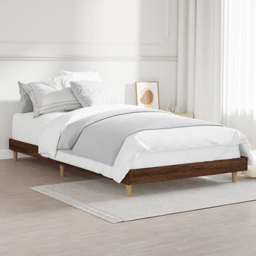 Sengeramme brun eik 100x200 cm konstruert tre
