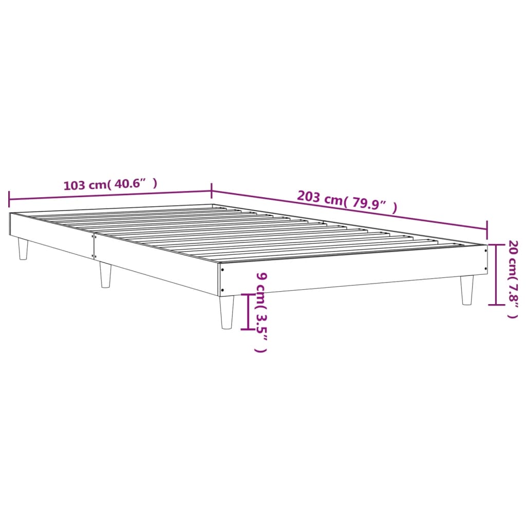 Sengeramme brun eik 100x200 cm konstruert tre