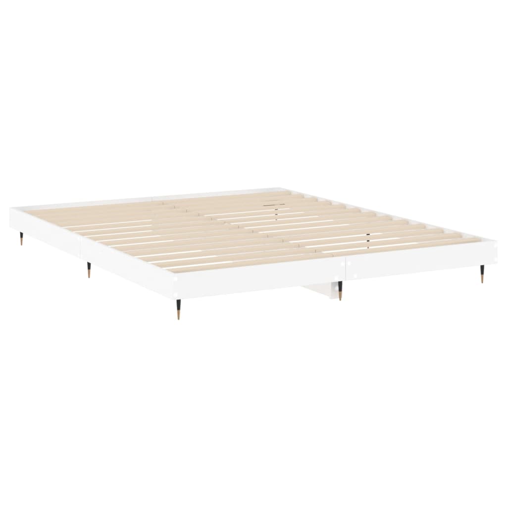 Sengeramme hvit 200x200 cm konstruert tre