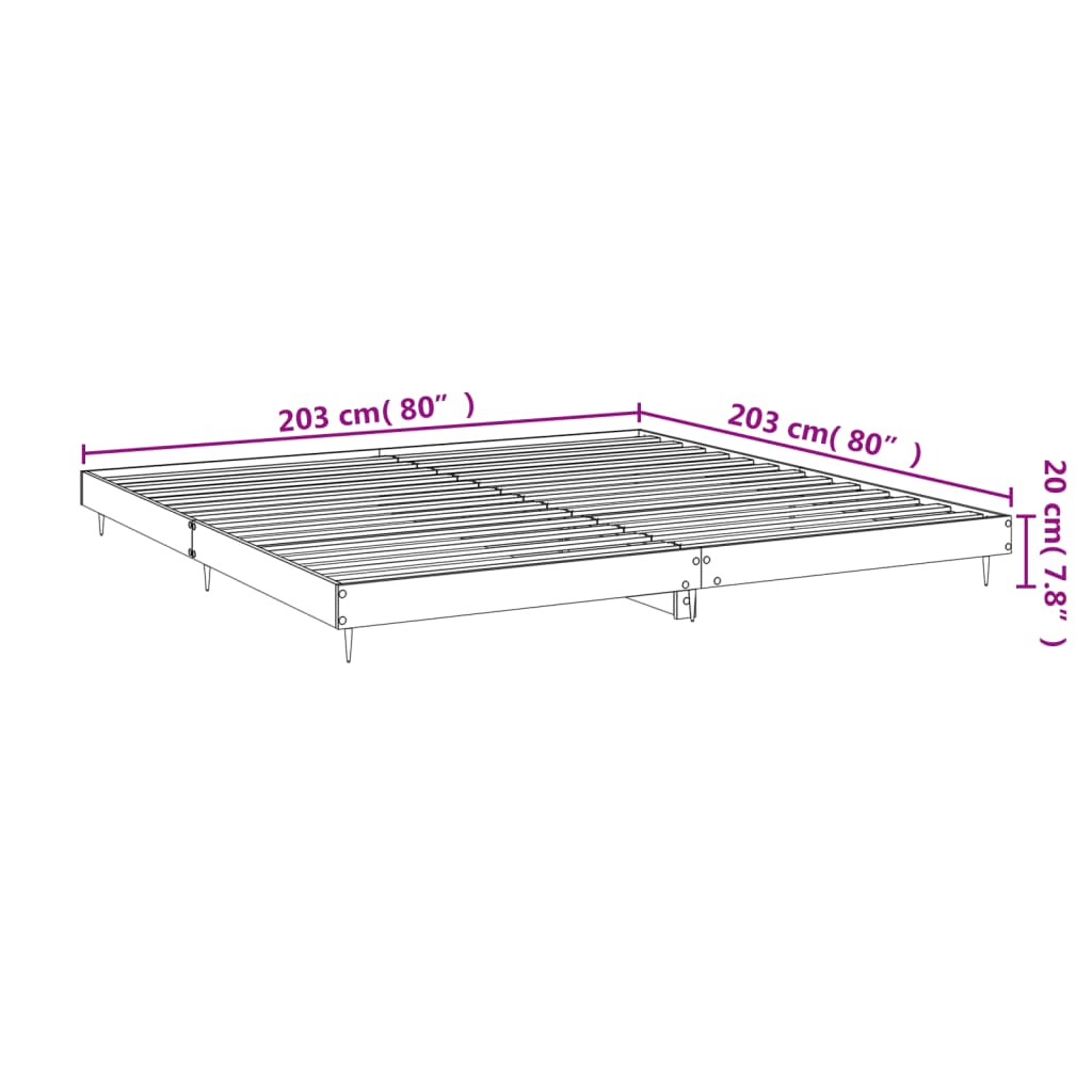 Sengeramme betonggrå 200x200 cm konstruert tre