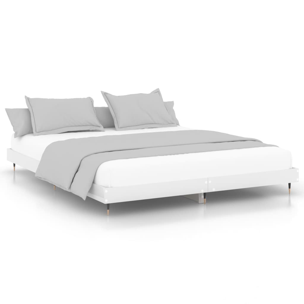 Sengeramme høyglans hvit 180x200 cm konstruert tre