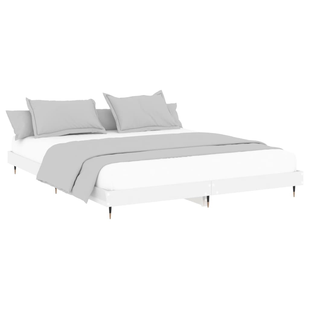 Sengeramme høyglans hvit 180x200 cm konstruert tre