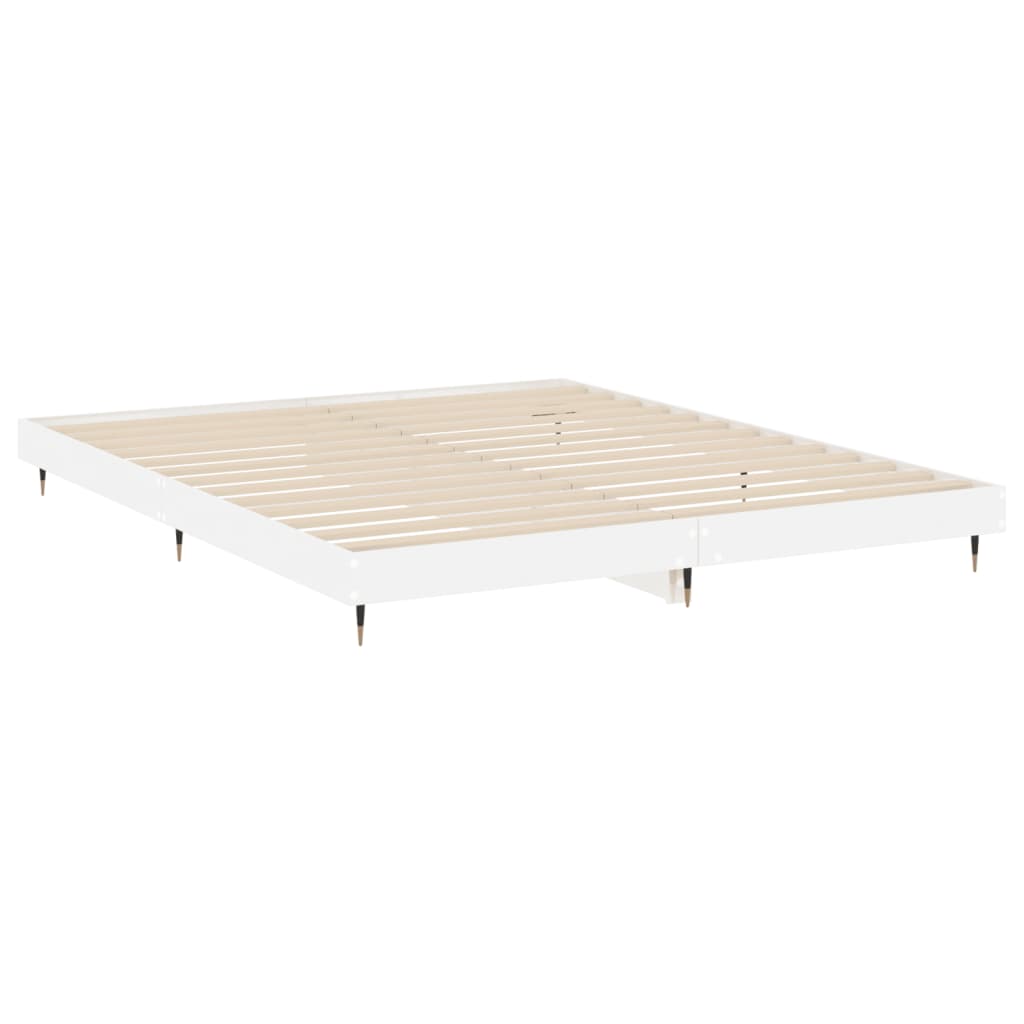 Sengeramme høyglans hvit 140x200 cm konstruert tre