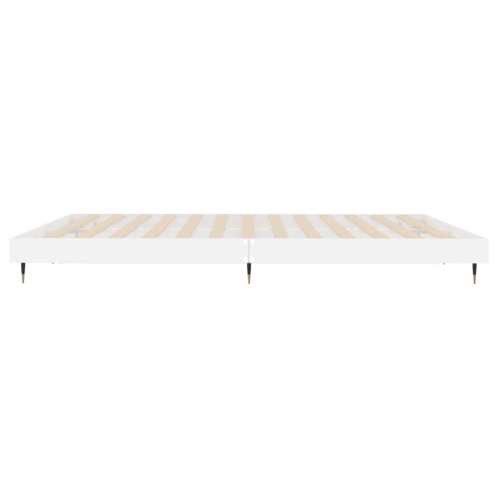 Sengeramme høyglans hvit 140x200 cm konstruert tre