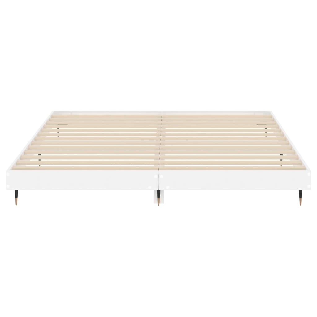 Sengeramme høyglans hvit 120x200 cm konstruert tre