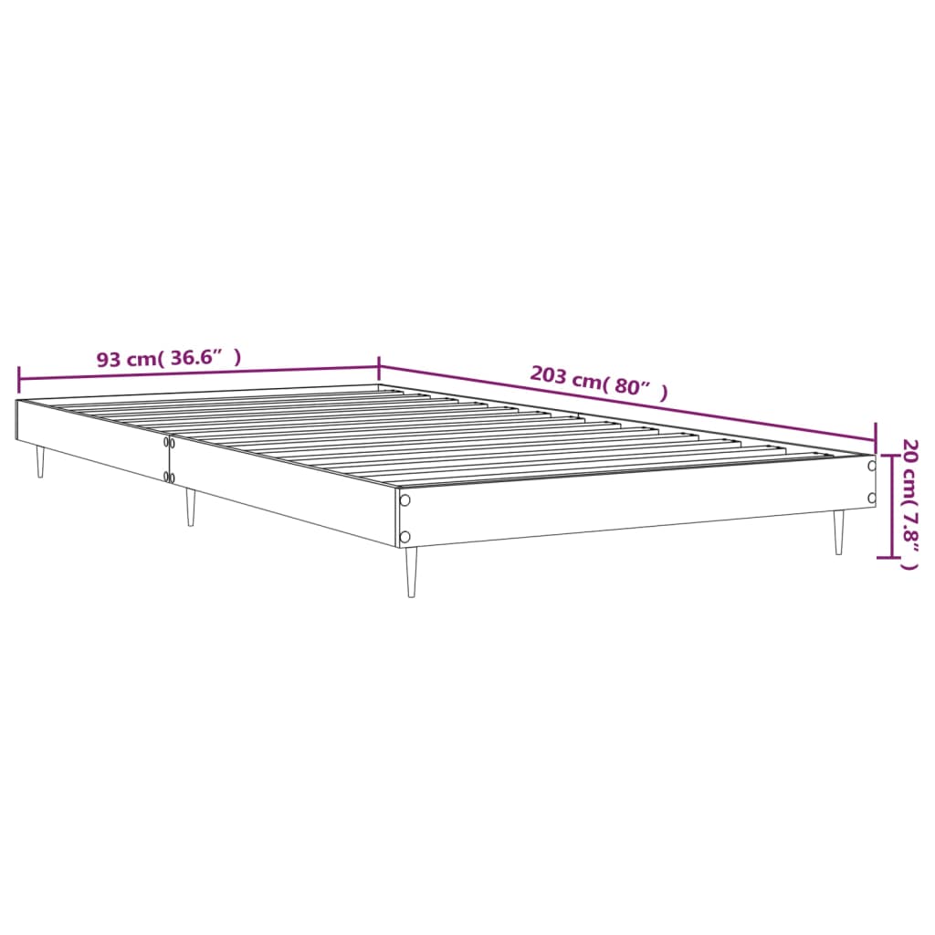 Sengeramme grå sonoma 90x200 cm konstruert tre