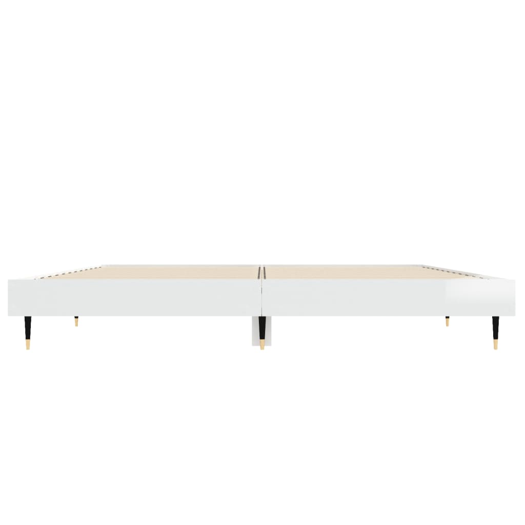 Sengeramme høyglans hvit 140x190 cm konstruert tre