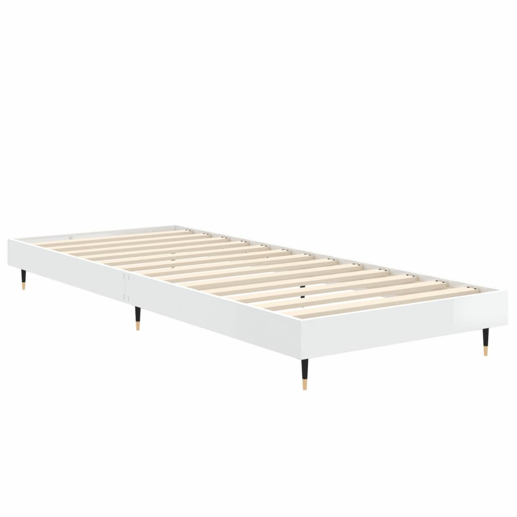 Sengeramme høyglans hvit 75x190 cm konstruert tre