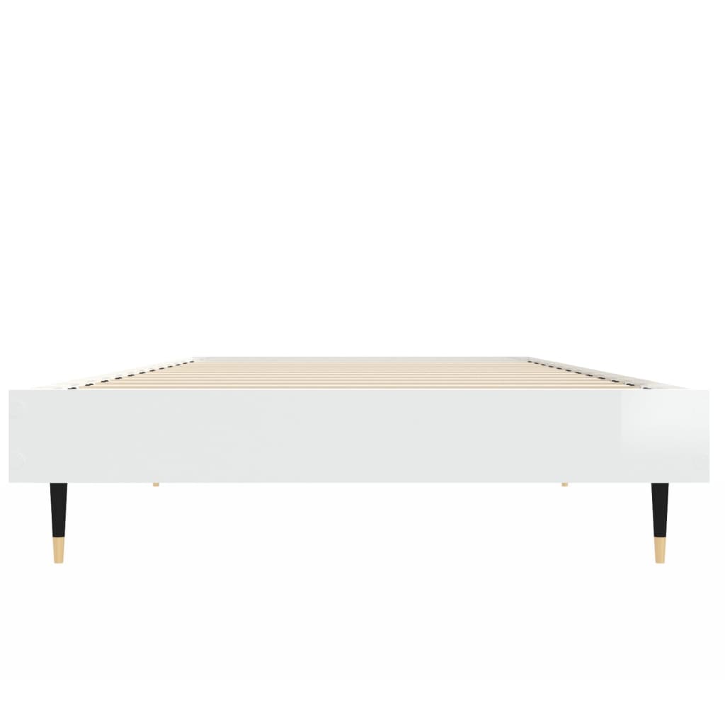 Sengeramme høyglans hvit 75x190 cm konstruert tre