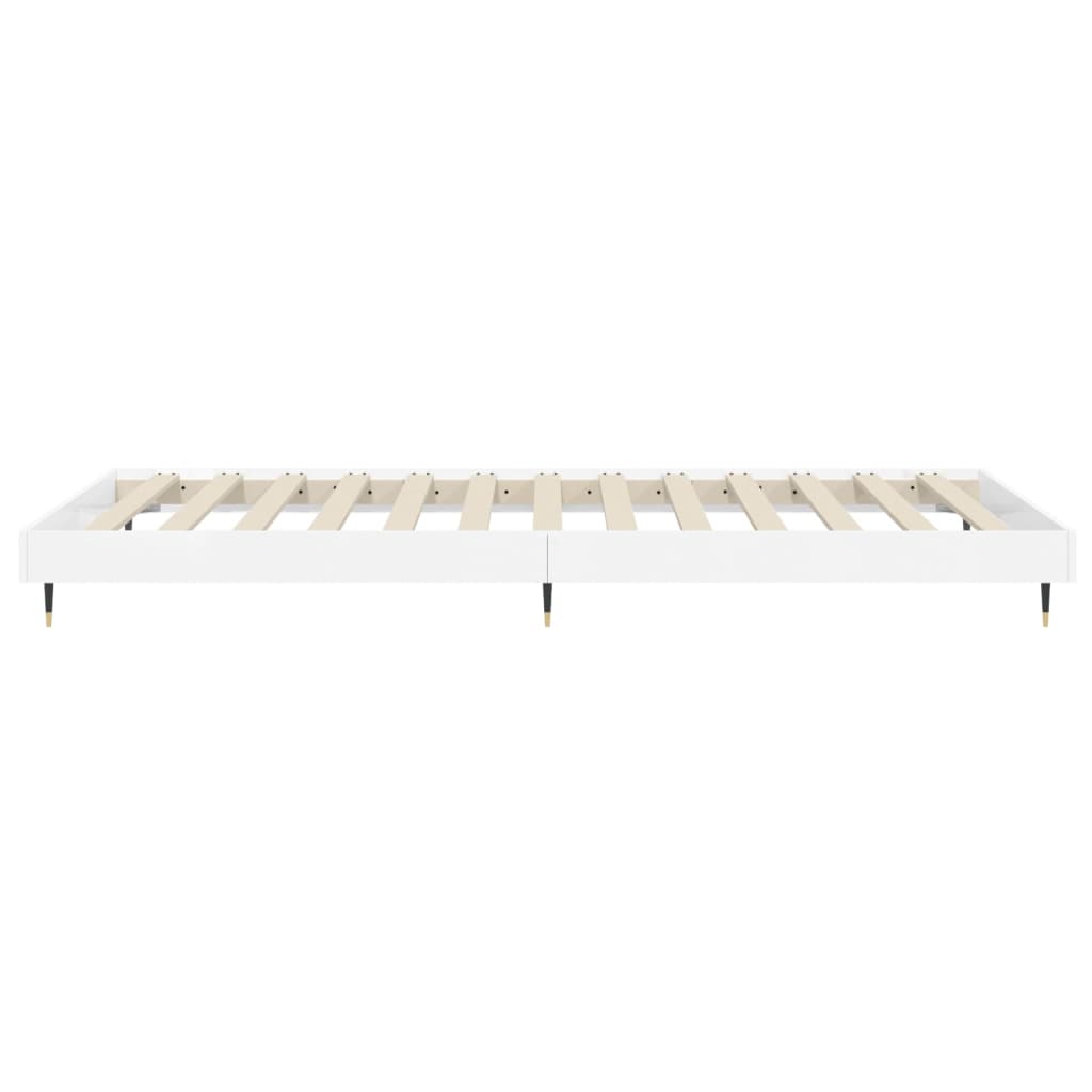Sengeramme høyglans hvit 75x190 cm konstruert tre