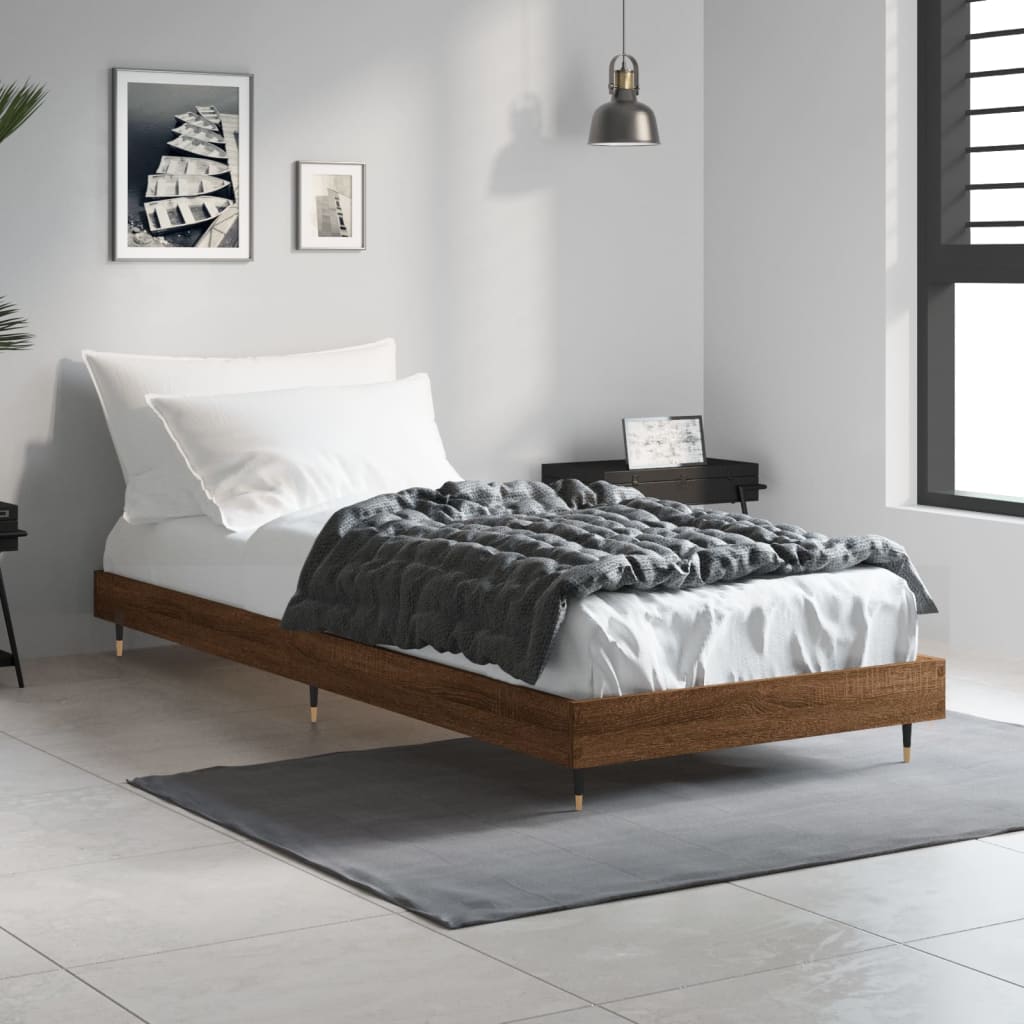 Sengeramme brun eik 75x190 cm konstruert tre