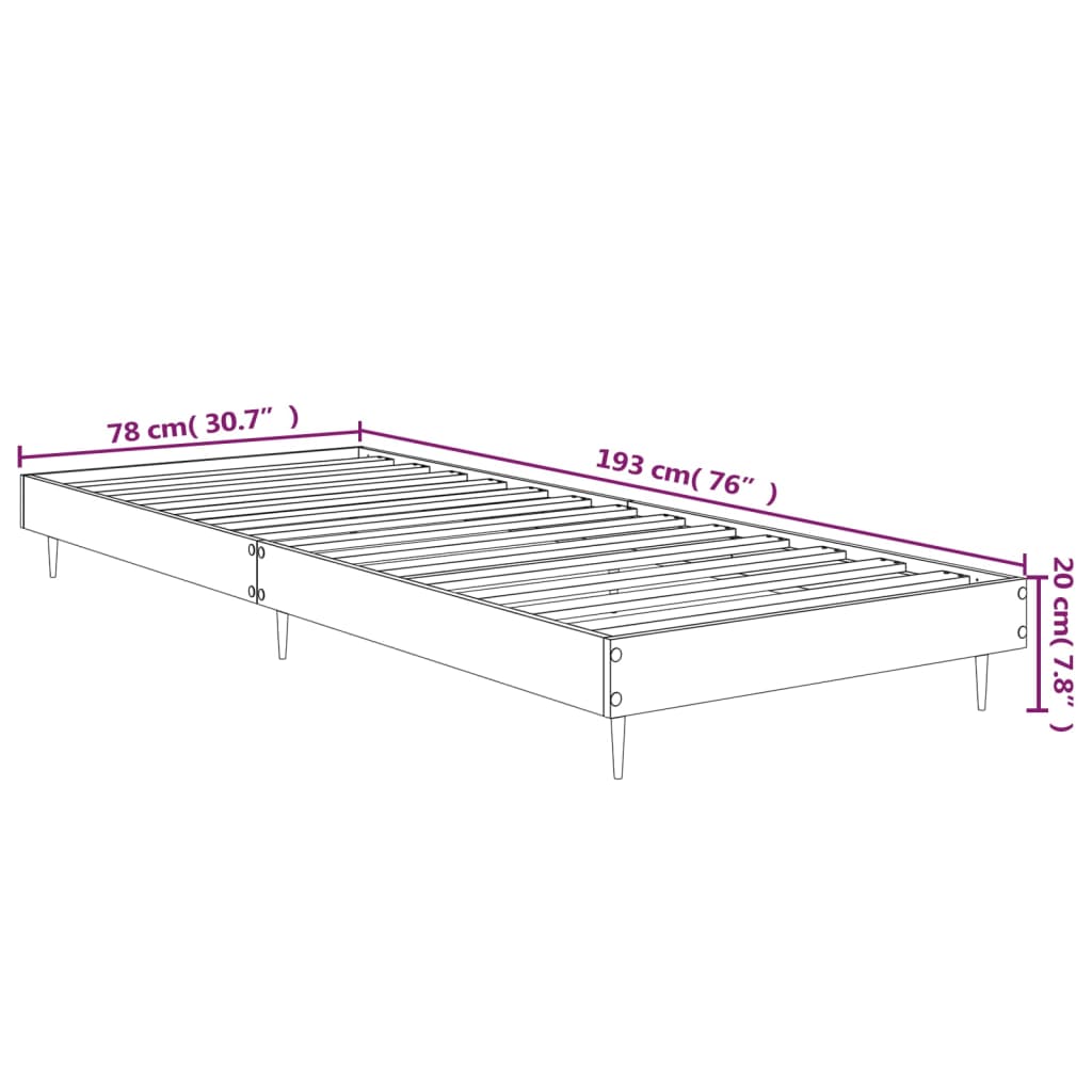 Sengeramme brun eik 75x190 cm konstruert tre