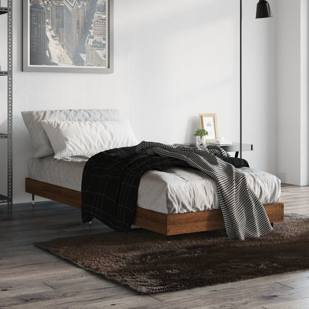 Sengeramme brun eik 75x190 cm konstruert tre