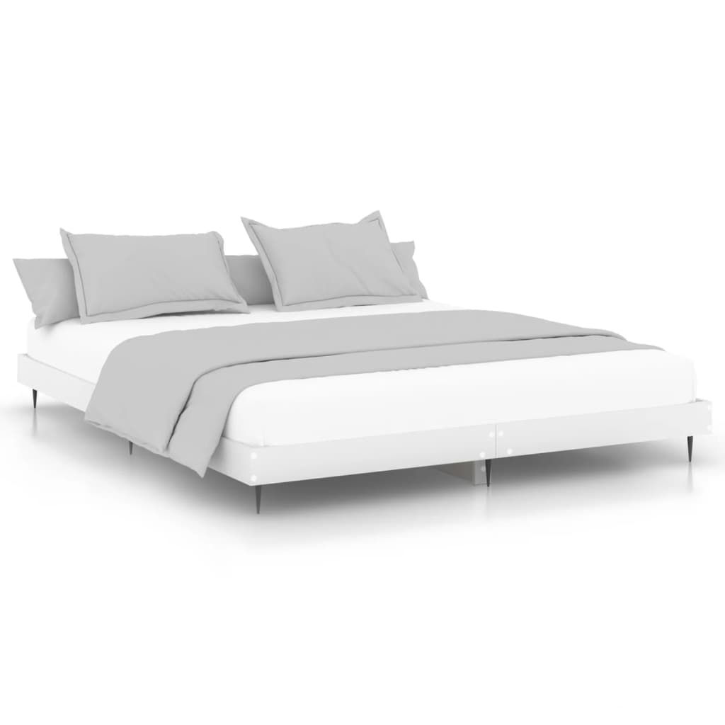 Sengeramme hvit 200x200 cm konstruert tre