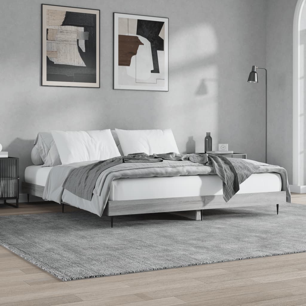Sengeramme grå sonoma 200x200 cm konstruert tre
