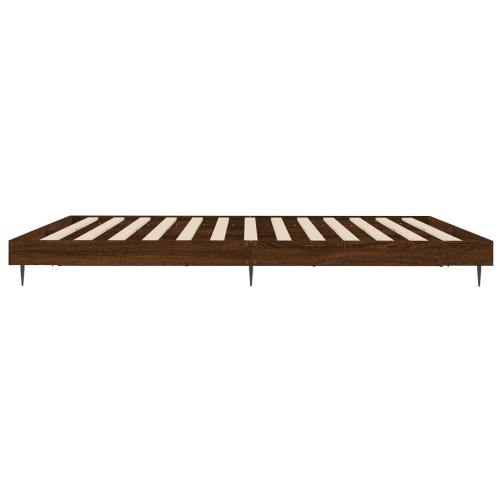 Sengeramme brun eik 200x200 cm konstruert tre