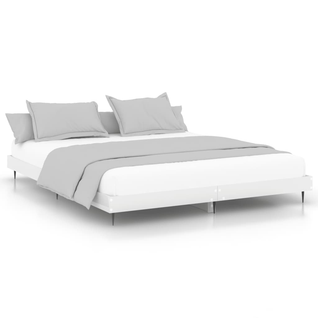 Sengeramme høyglans hvit 180x200 cm konstruert tre