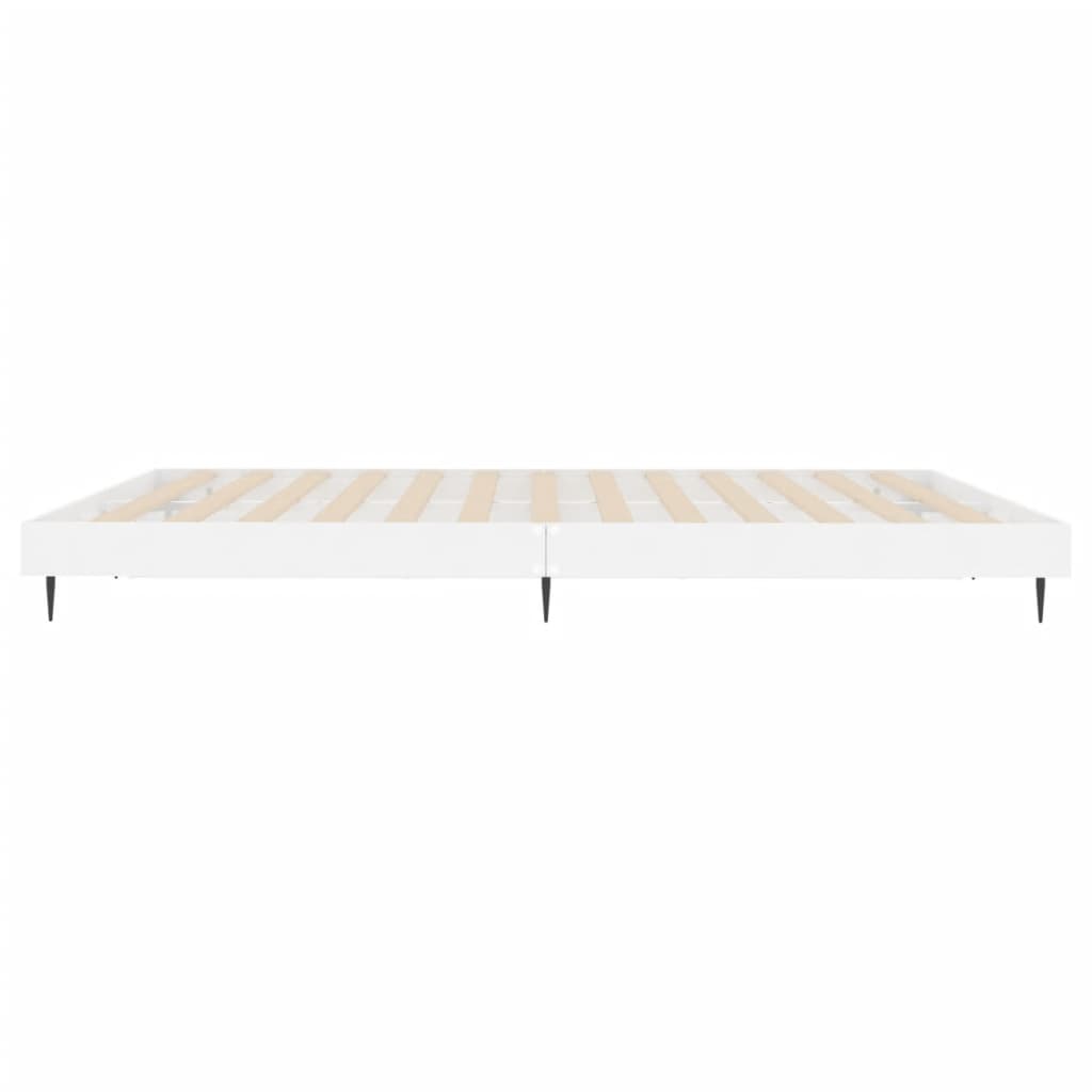 Sengeramme høyglans hvit 180x200 cm konstruert tre