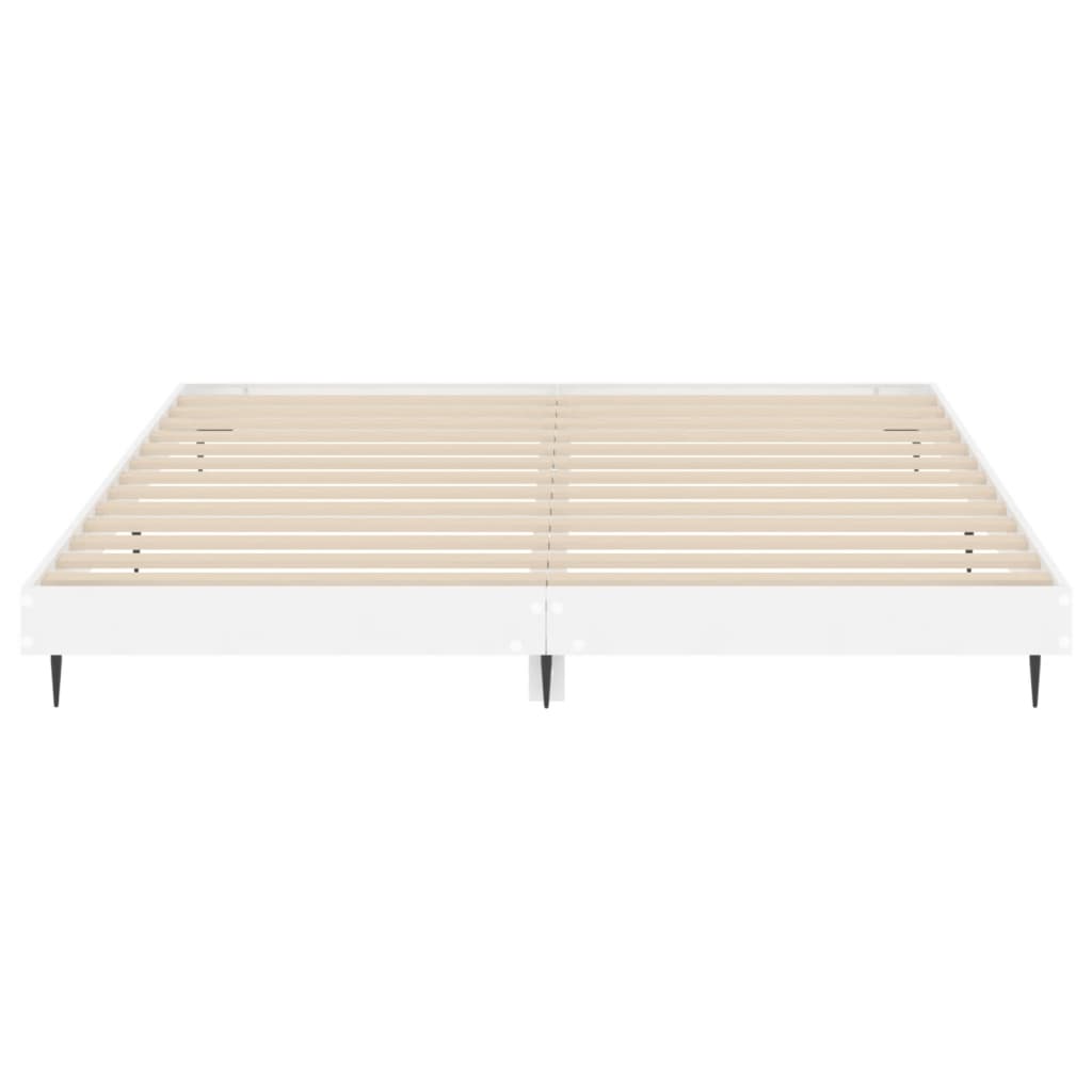 Sengeramme høyglans hvit 150x200 cm konstruert tre