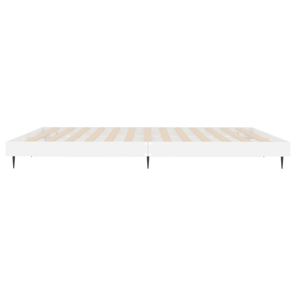 Sengeramme høyglans hvit 120x200 cm konstruert tre