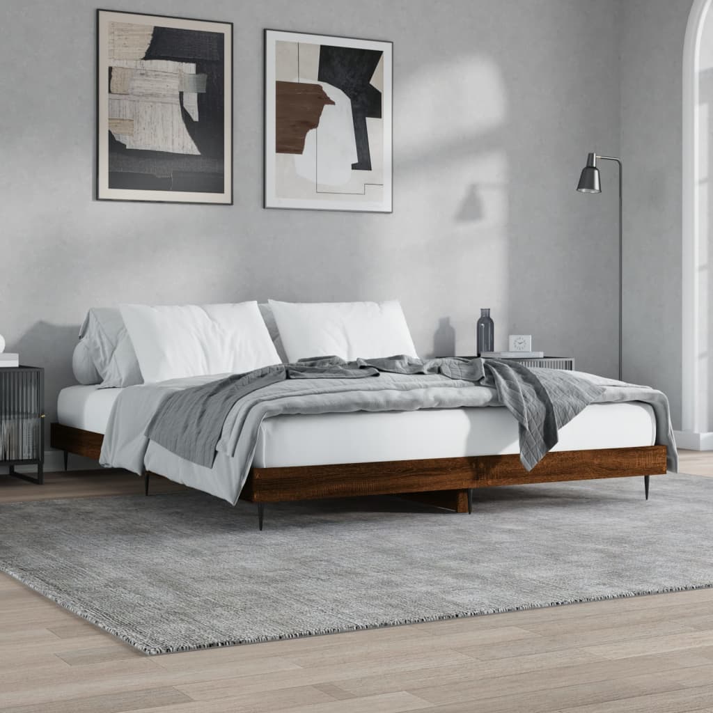 Sengeramme brun eik 120x200 cm konstruert tre