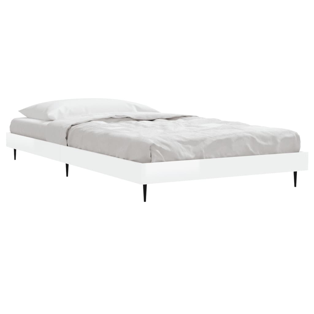 Sengeramme høyglans hvit 100x200 cm konstruert tre