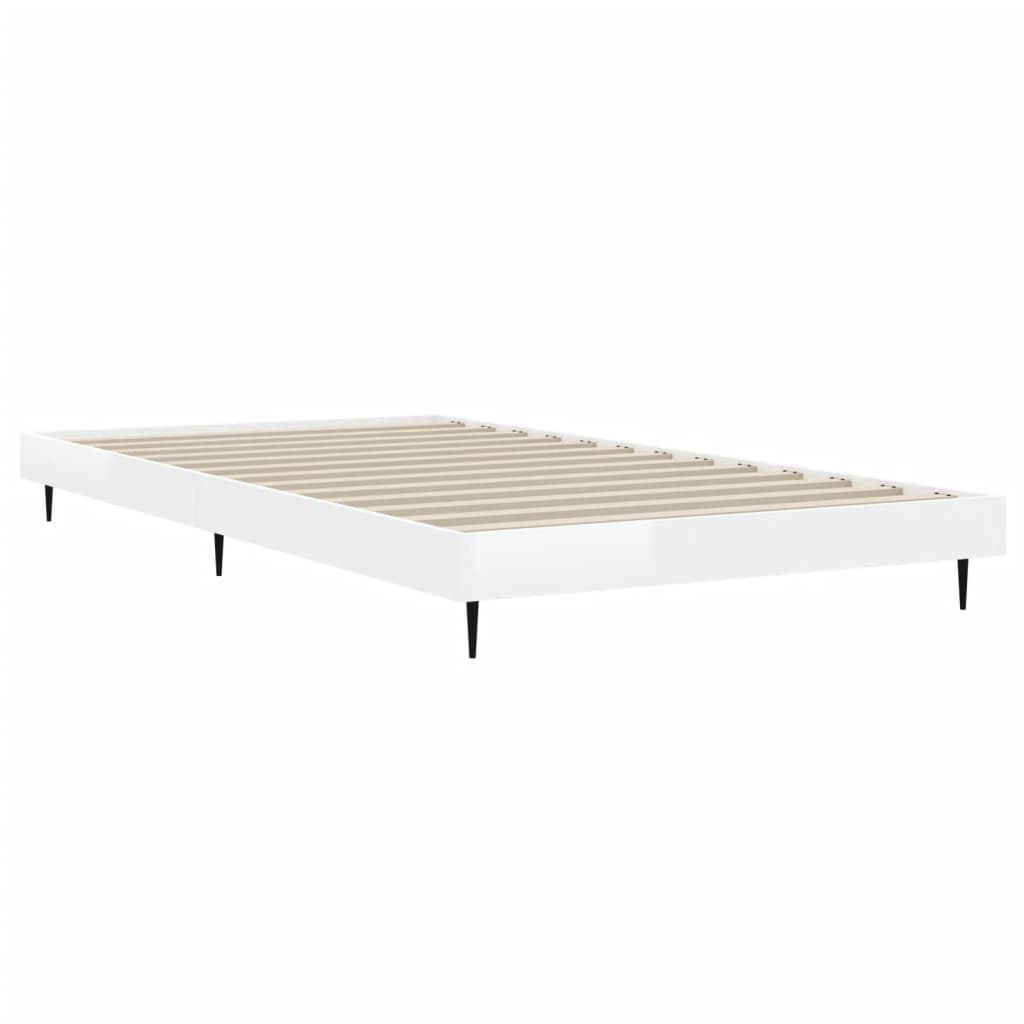 Sengeramme høyglans hvit 100x200 cm konstruert tre