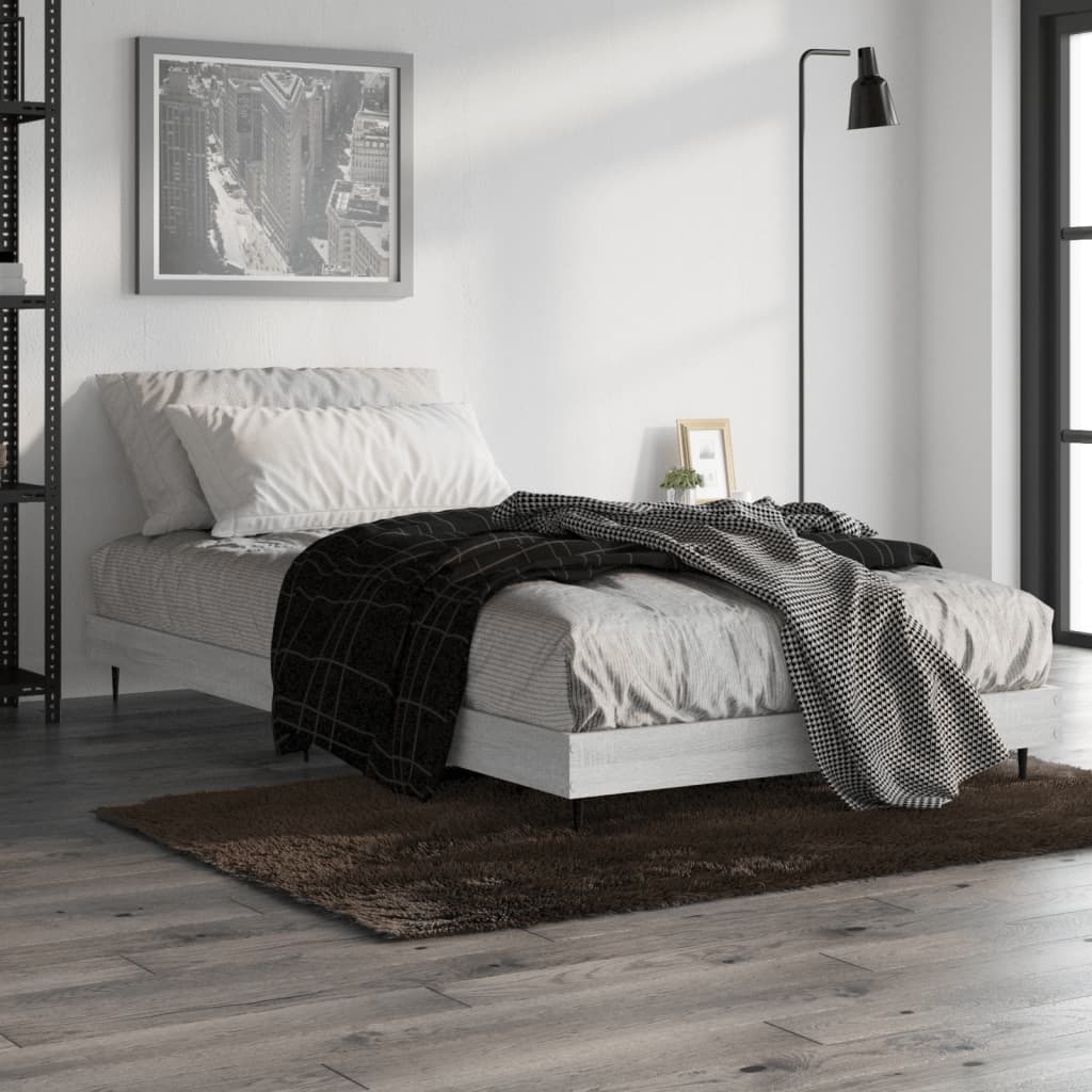 Sengeramme grå sonoma 100x200 cm konstruert tre