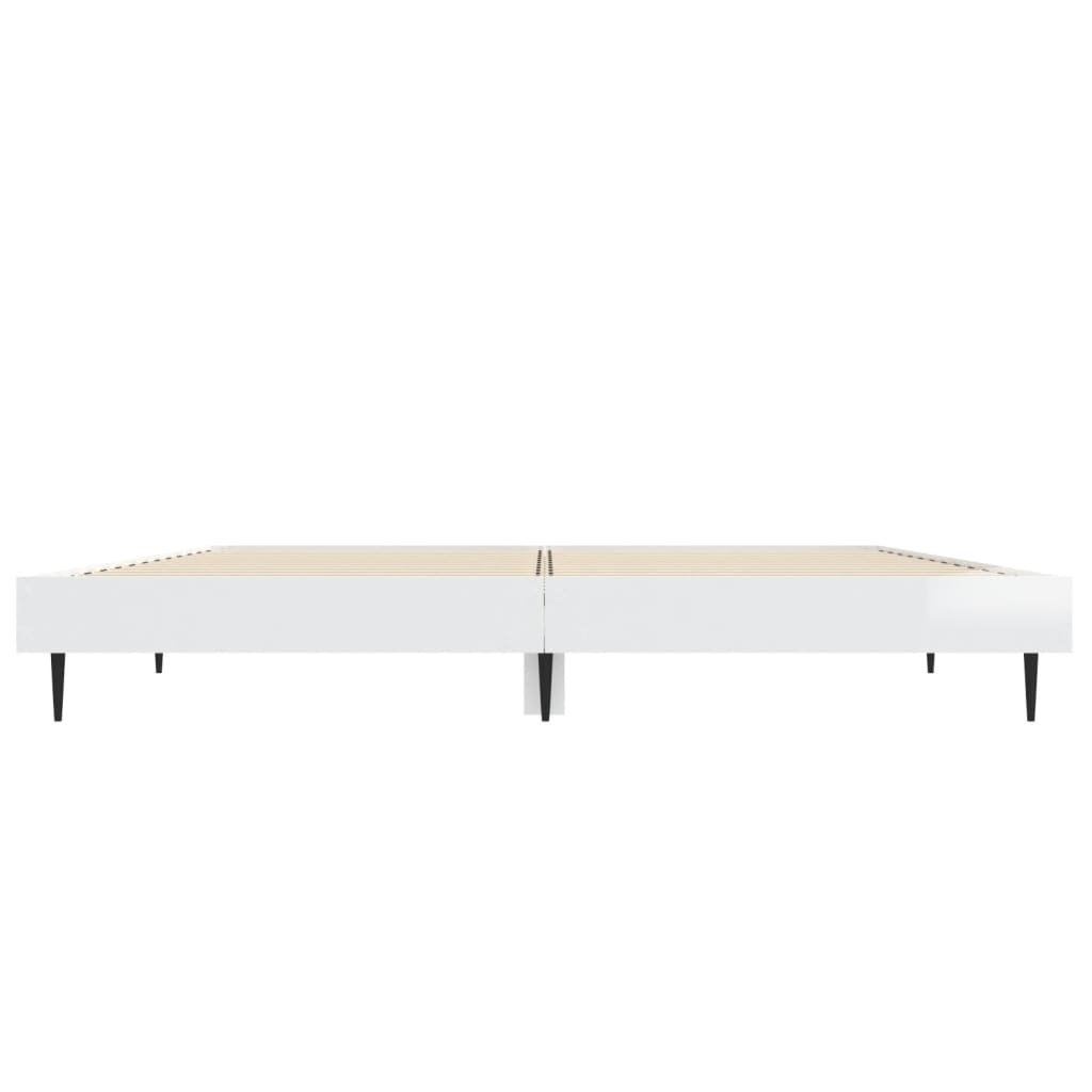 Sengeramme høyglans hvit 140x190 cm konstruert tre