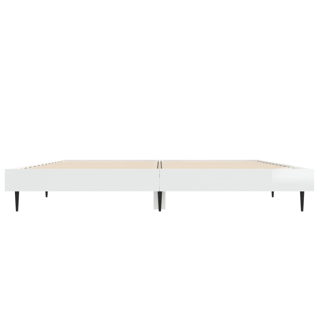Sengeramme høyglans hvit 135x190 cm konstruert tre