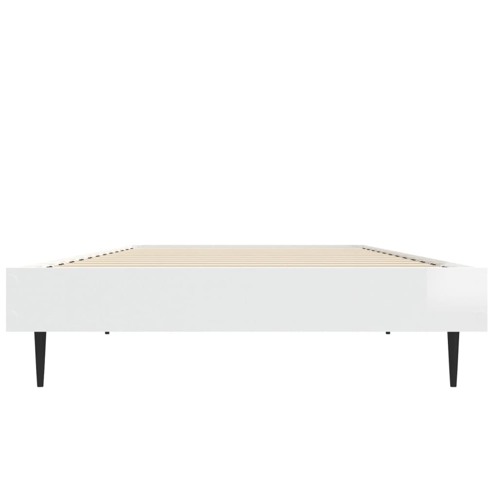 Sengeramme høyglans hvit 75x190 cm konstruert tre