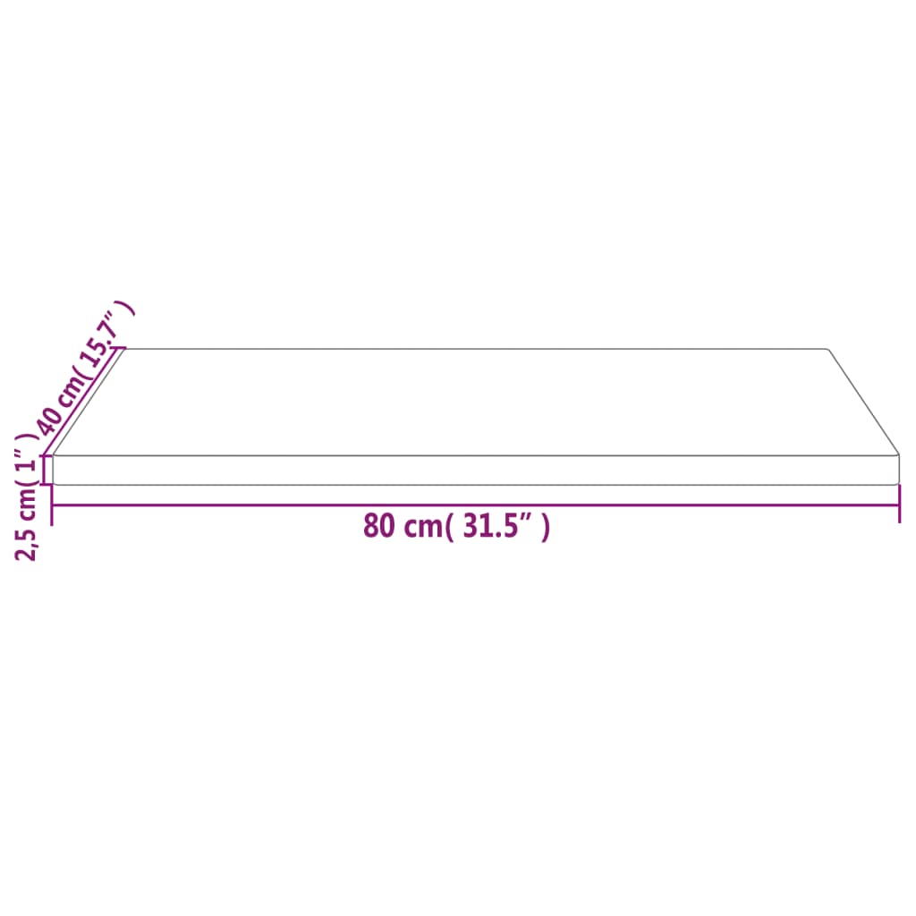 Bordplate hvit 80x40x2,5 cm heltre furu rektangulær