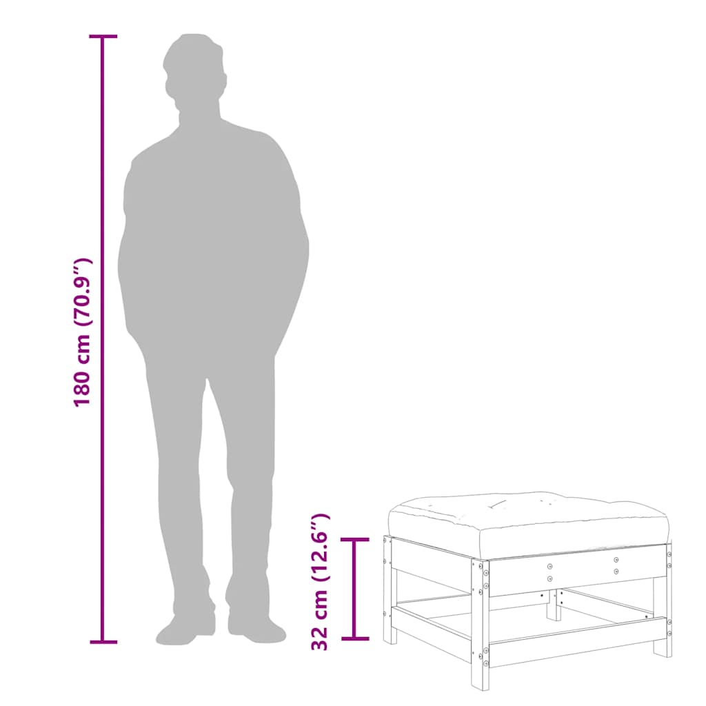 Utendørs fotskammel med pute heltre douglas